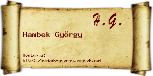 Hambek György névjegykártya